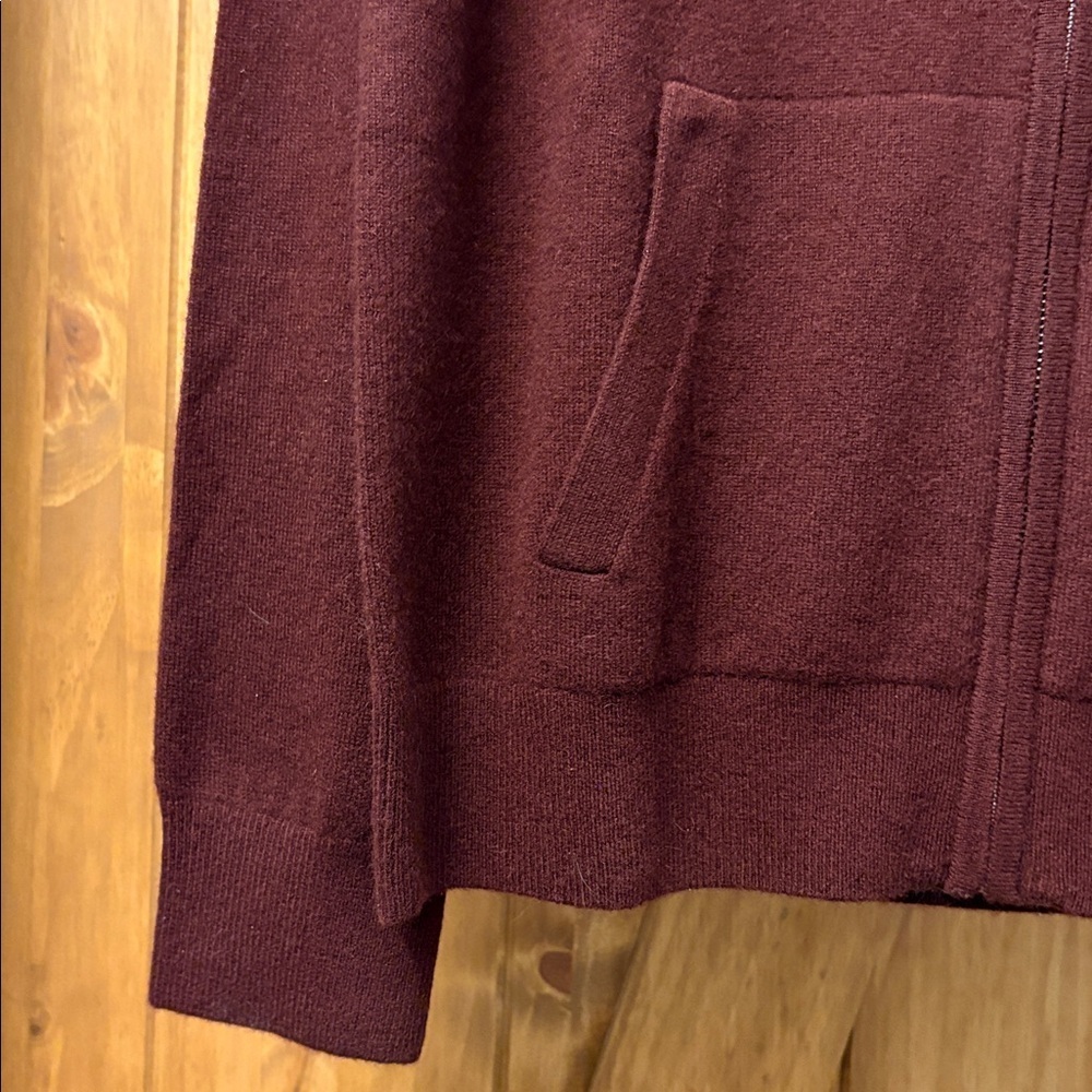 Quince Woman’s Mongolian Cashmere Full Zip Hoodie Burgundy Medium NWT - Picture 3 of 6